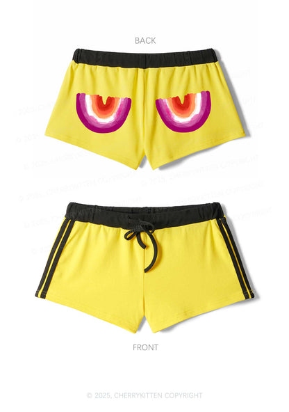 Double Rainbow Pride Y2K Drawstring Mini Shorts Cherrykitten