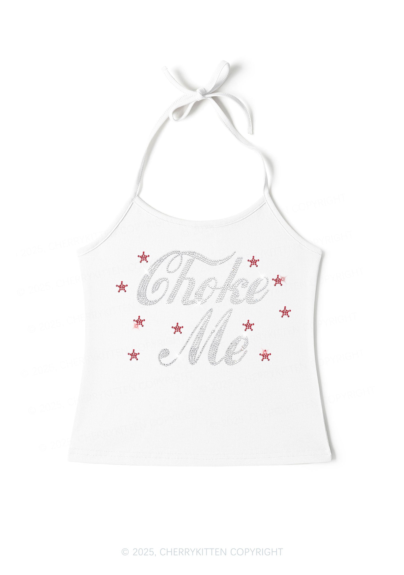 Rhinestone Choke Me Y2K Halter Neck Cami Cherrykitten