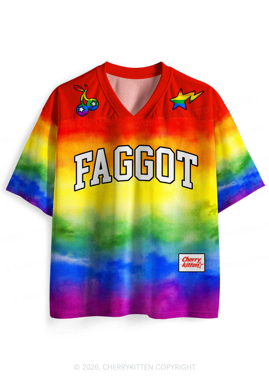 Rainbow Tie Dye Faggot Pride Y2K Sport Jersey Shirts Cherrykitten