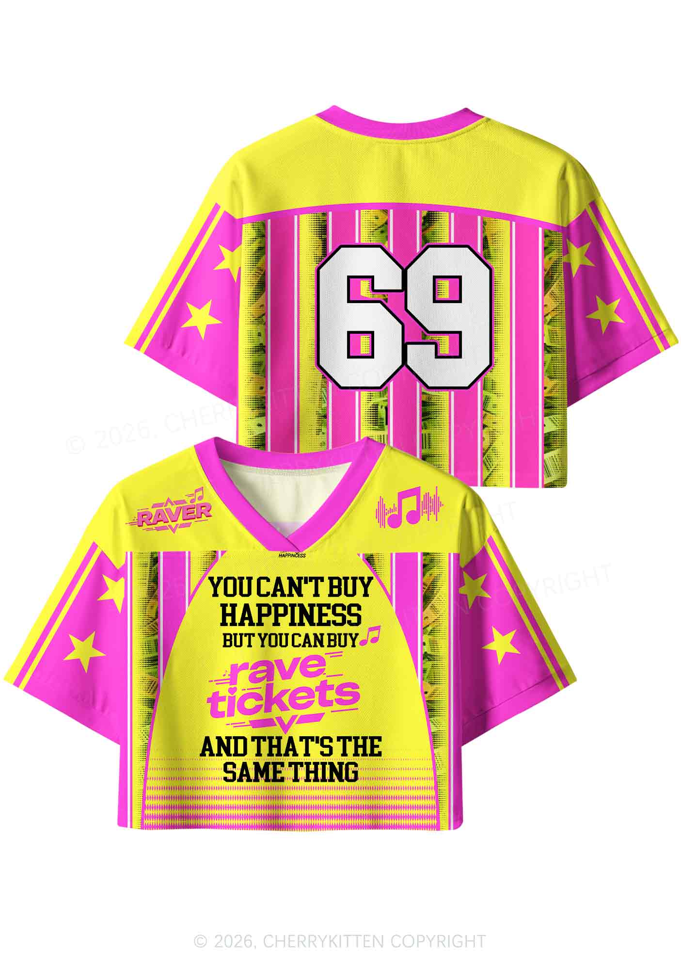Rave Tickets Y2K Crop Sport Jersey Shirts Cherrykitten