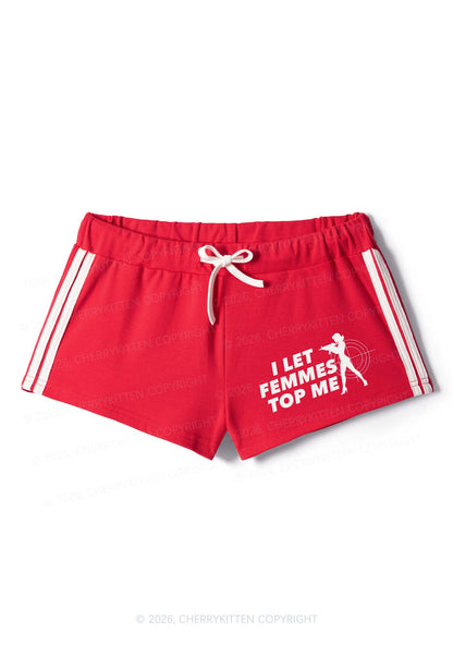 I Let Femmes Top Me Pride Y2K Drawstring Mini Shorts Cherrykitten