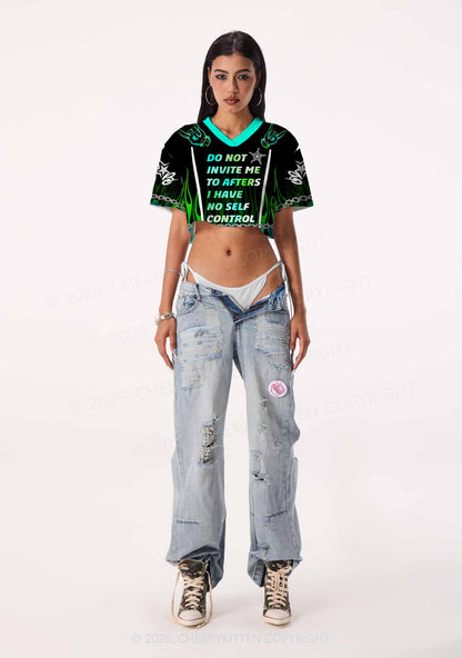 Do Not Invite Me To Afters Y2K Crop Sport Jersey Shirts Cherrykitten