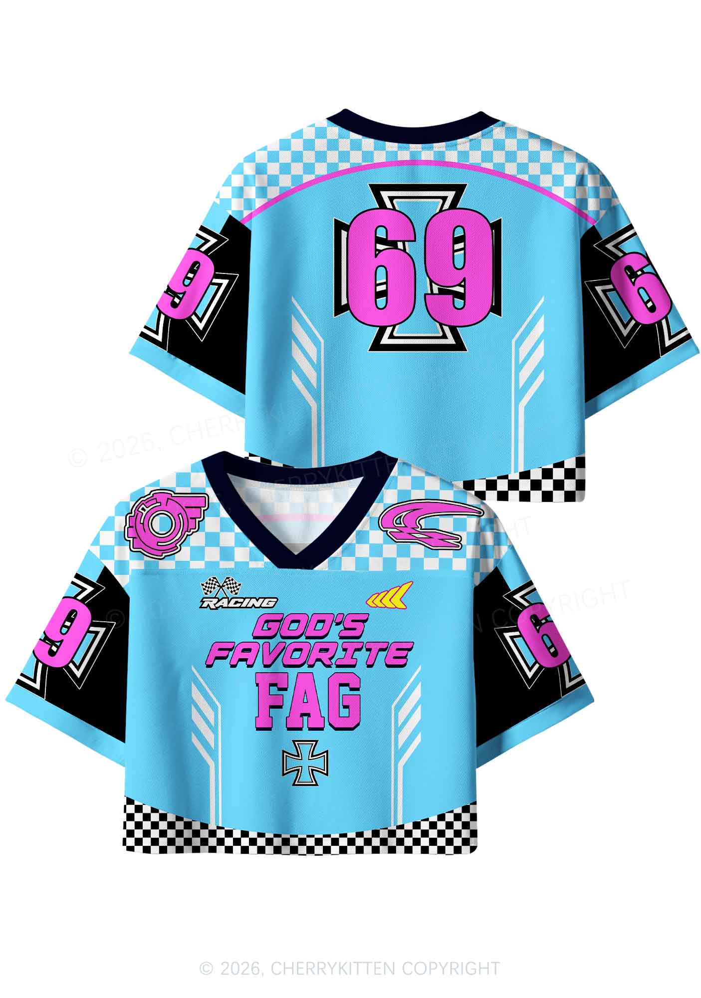 Gods Favorite Fag Pride Y2K Crop Sport Jersey Shirts Cherrykitten