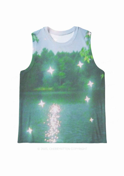 Forest Lake Y2K Mesh Muscle Tank Cherrykitten