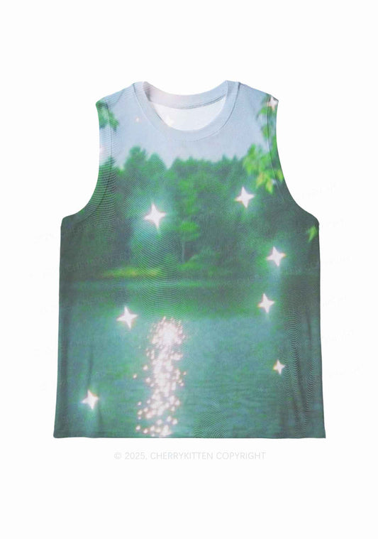 Forest Lake Y2K Mesh Muscle Tank Cherrykitten
