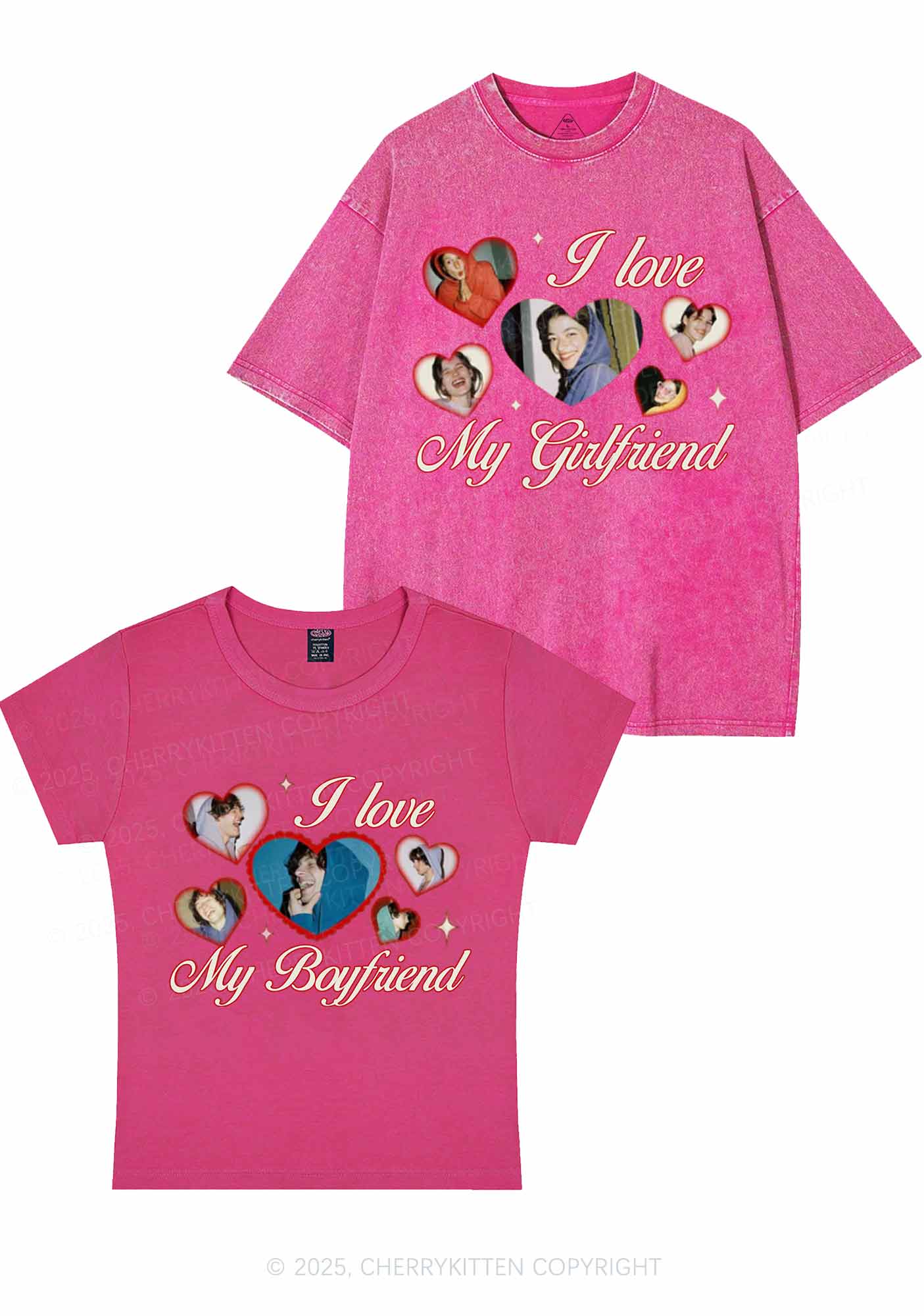 Custom Boyfriend Girlfriend Photos Y2K Valentine's Day Couple Shirt Cherrykitten