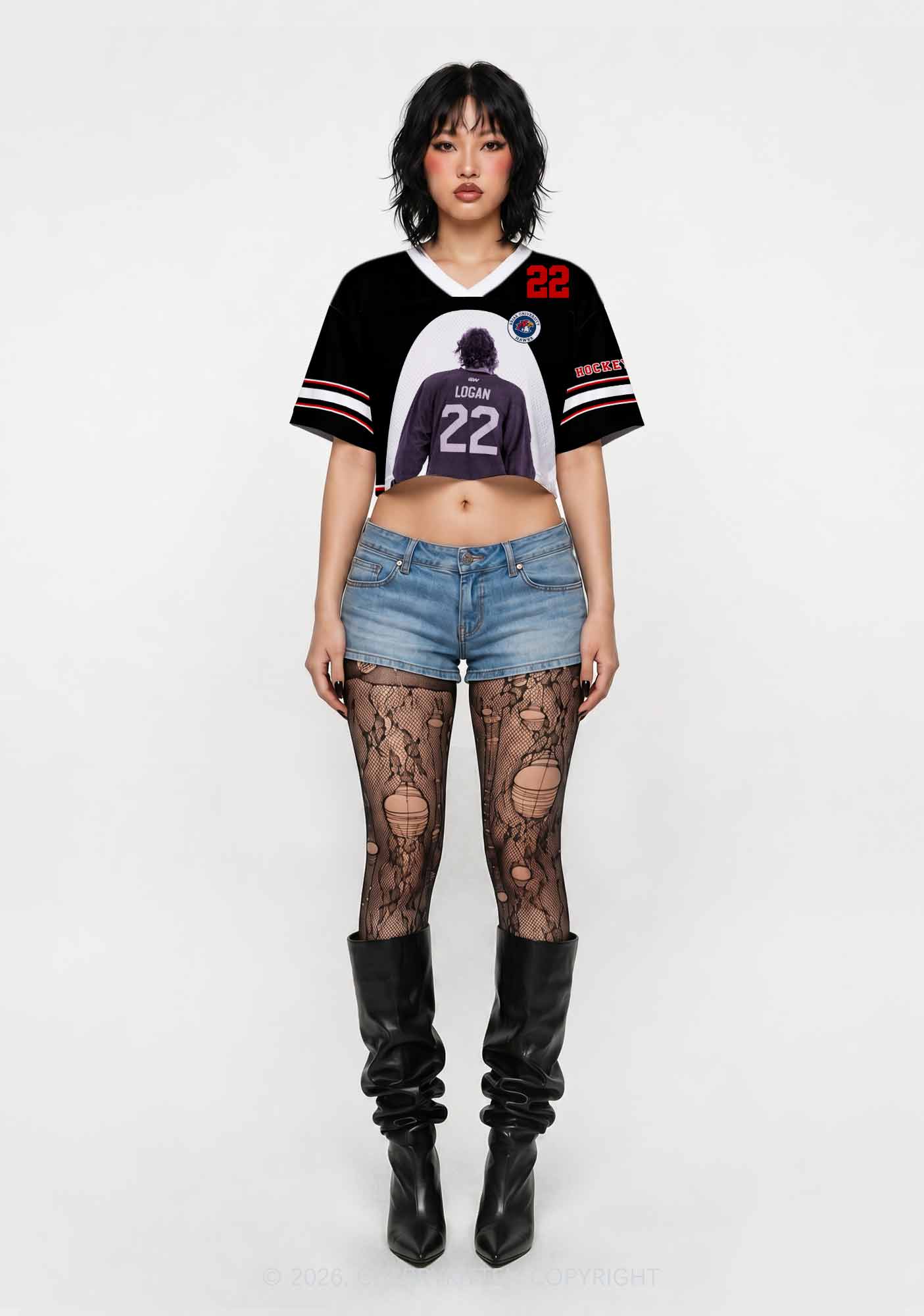 Hockey Player JL Y2K Crop Sport Jersey Shirts Cherrykitten
