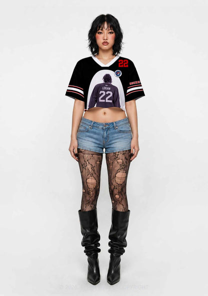 Hockey Player JL Y2K Crop Sport Jersey Shirts Cherrykitten
