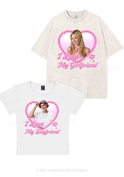 Custom Love My GF BF Photo Y2K Valentine's Day Couple Shirt Cherrykitten