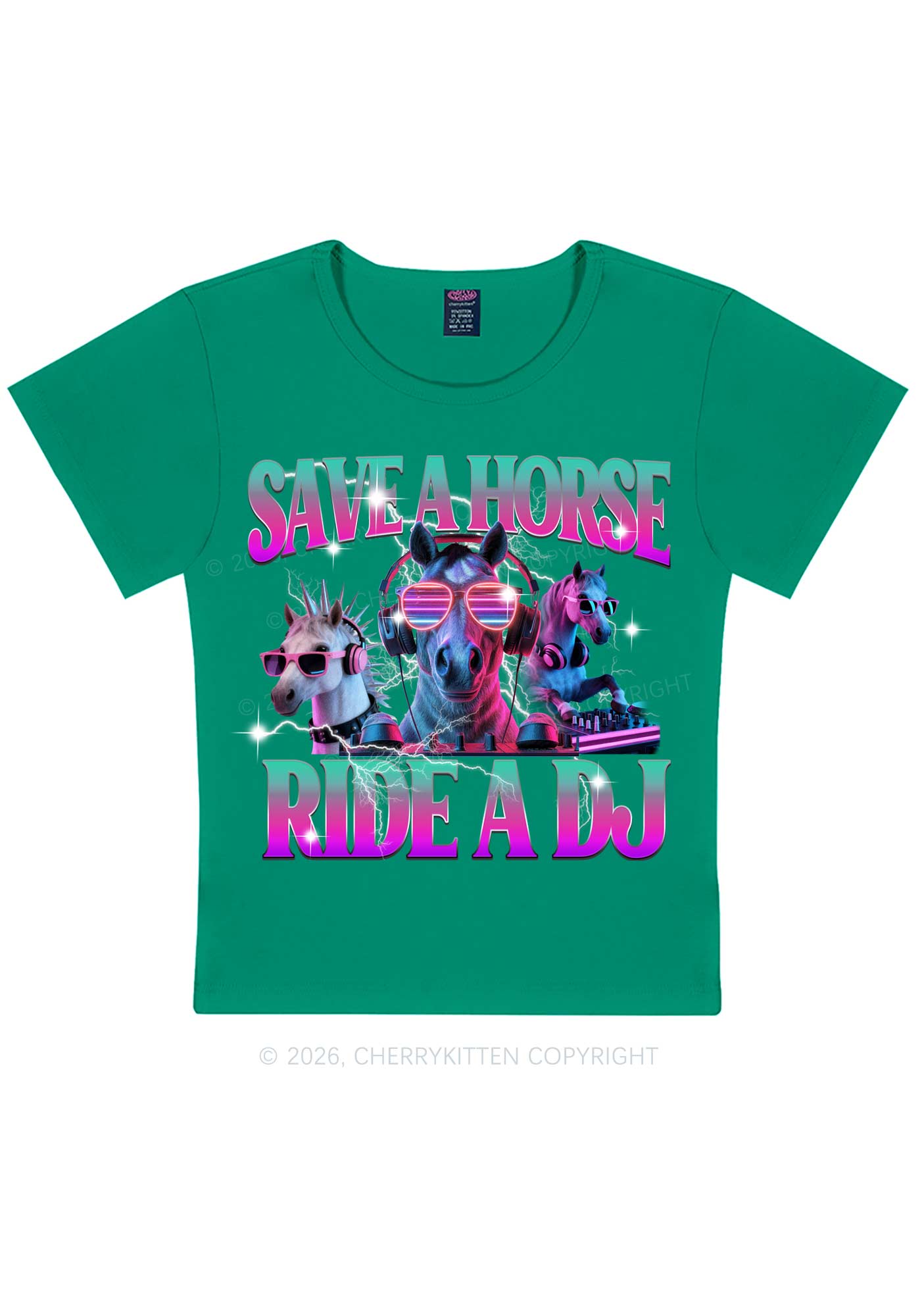 Save DJ Horse Y2K Baby Tee Cherrykitten