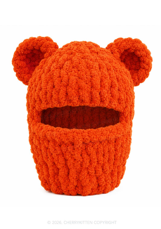 Halloween Bear Y2K Knitted Balaclava Cherrykitten