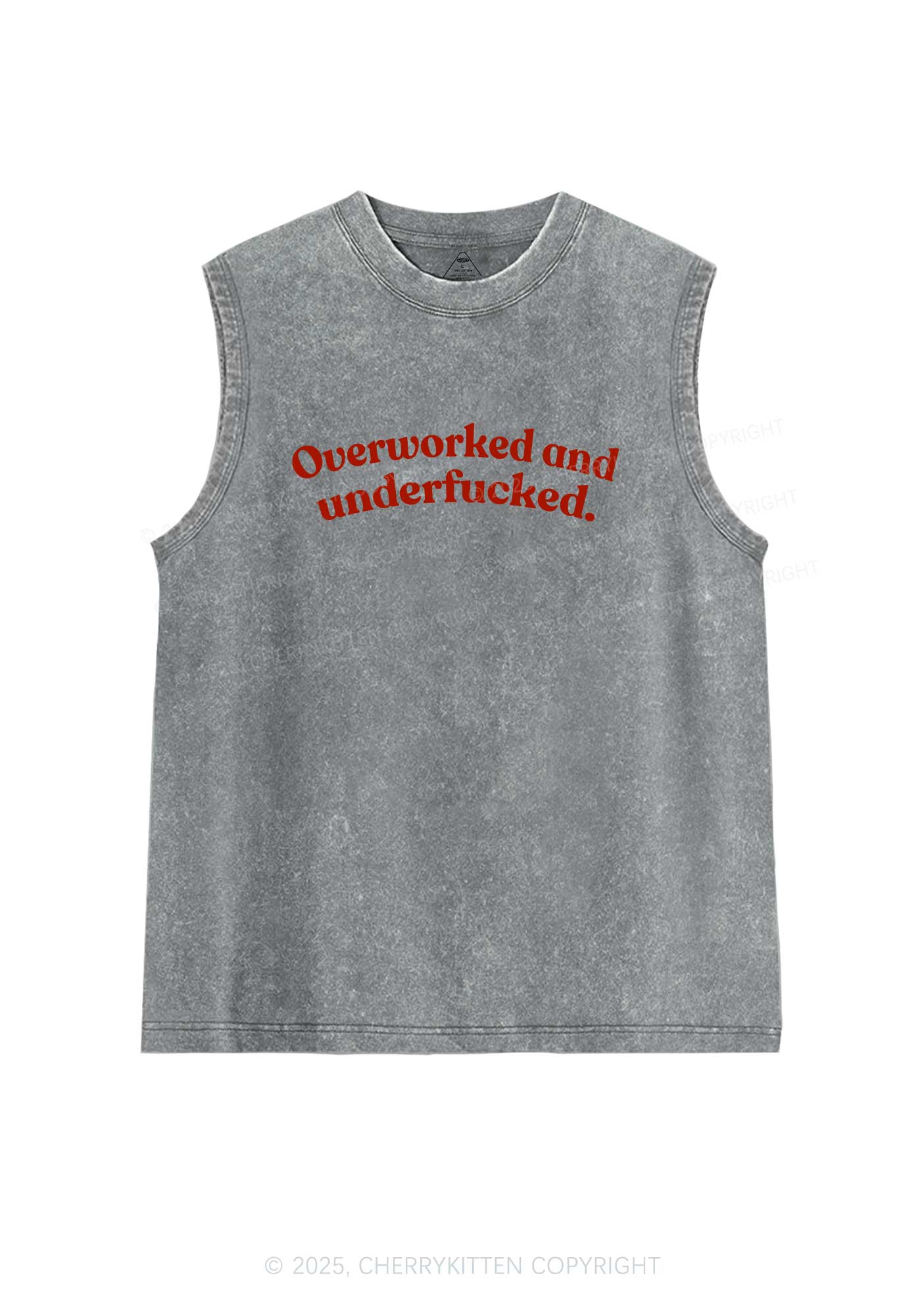 Overworked And Underfxcked Y2K Washed Tank Cherrykitten