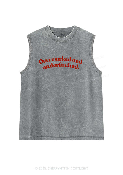 Overworked And Underfxcked Y2K Washed Tank Cherrykitten