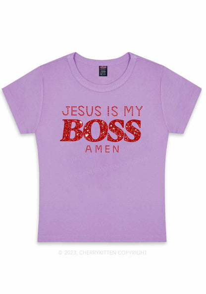 Jesus Is My Boss Y2K Baby Tee Cherrykitten