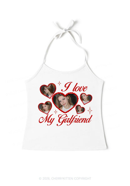 Custom Photo I Love My GF BF Valentine's Day Y2K Halter Neck Cami Cherrykitten