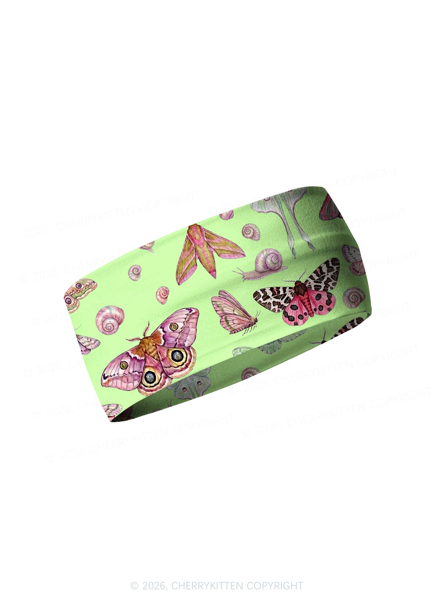 Lime Green Moth Snail Y2K Print Headband Cherrykitten