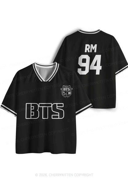 Black Kpop Boys Number Y2K Sport Jersey Shirts Cherrykitten