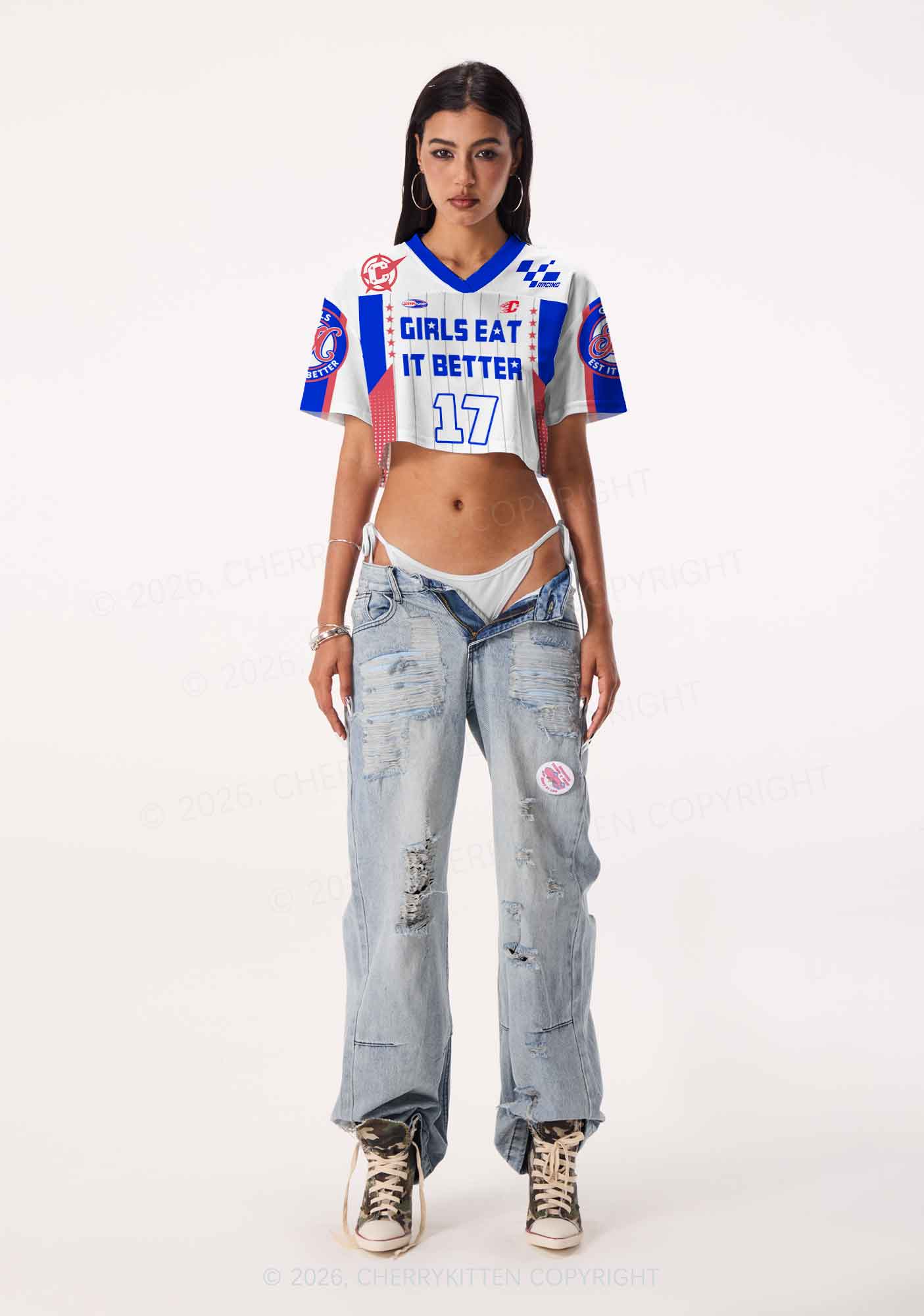 Girls Eat It Better Pride Y2K Crop Sport Jersey Shirts Cherrykitten