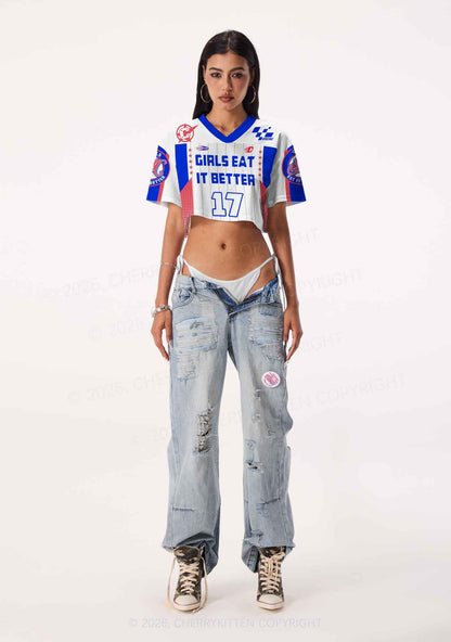 Girls Eat It Better Pride Y2K Crop Sport Jersey Shirts Cherrykitten