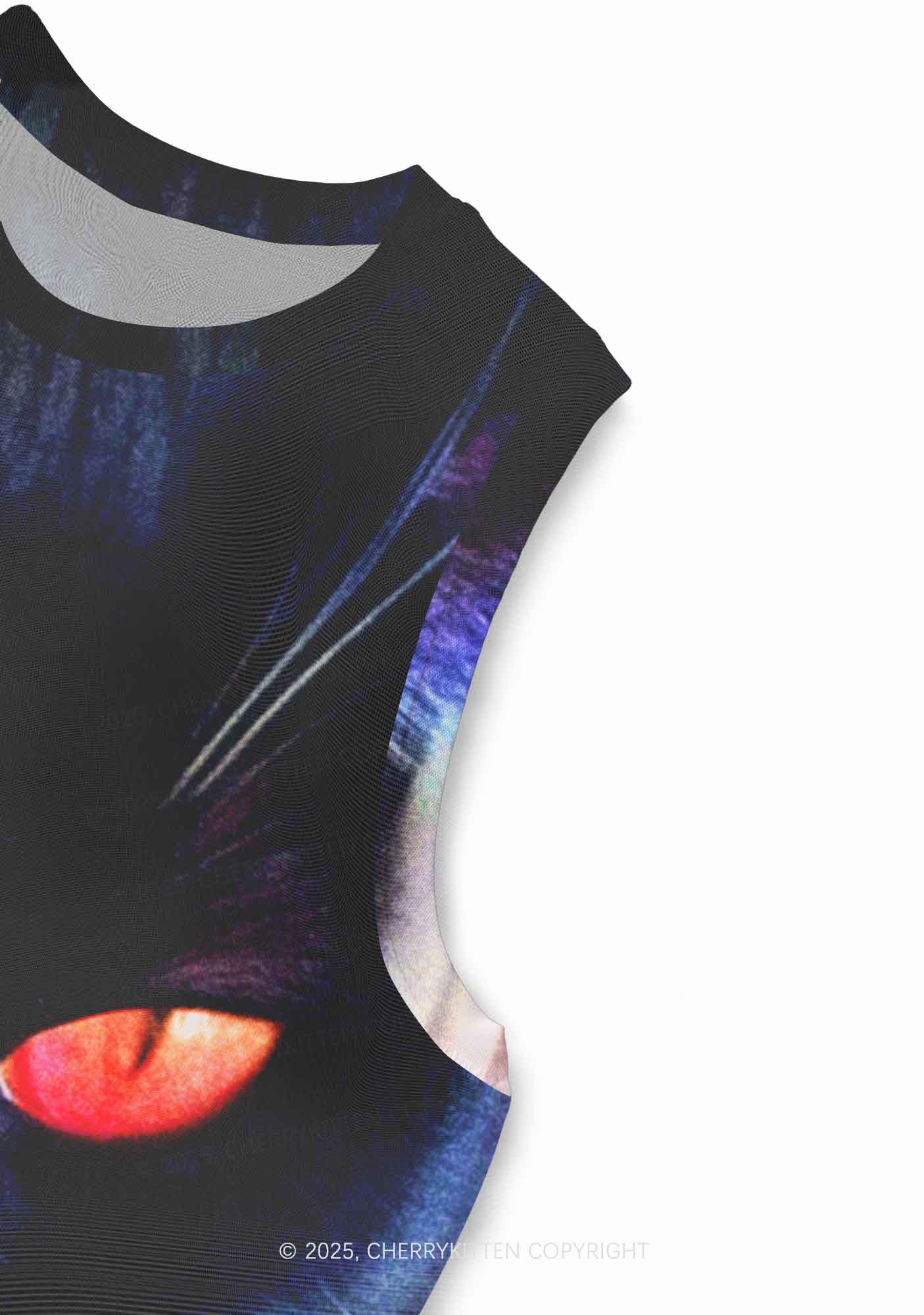 Odd Eyed Cat Y2K Mesh Muscle Tank Cherrykitten