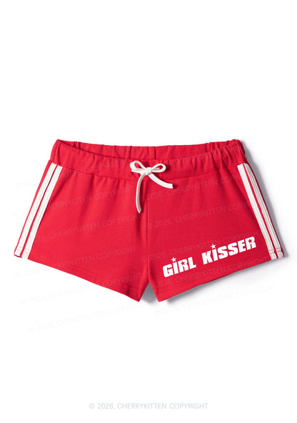Girl Kisser Pride Y2K Drawstring Mini Shorts Cherrykitten