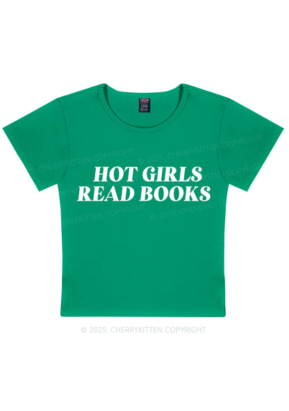 Hot Girls Read Books Y2K Baby Tee Cherrykitten