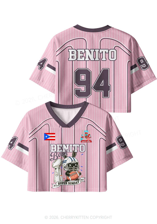 Pink Stripes Bunny Y2K Crop Sport Jersey Shirts Cherrykitten