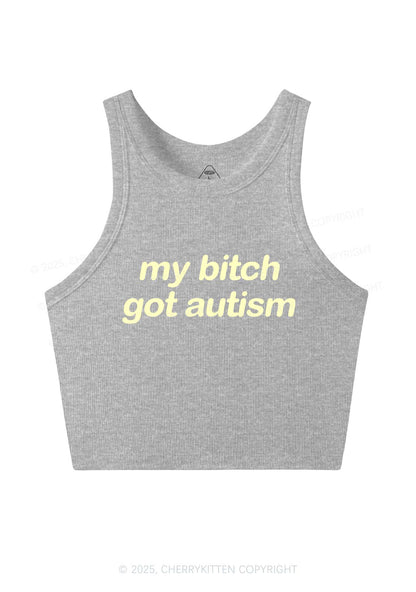 My Bxxch Got Autism Y2K Crop Tank Top Cherrykitten
