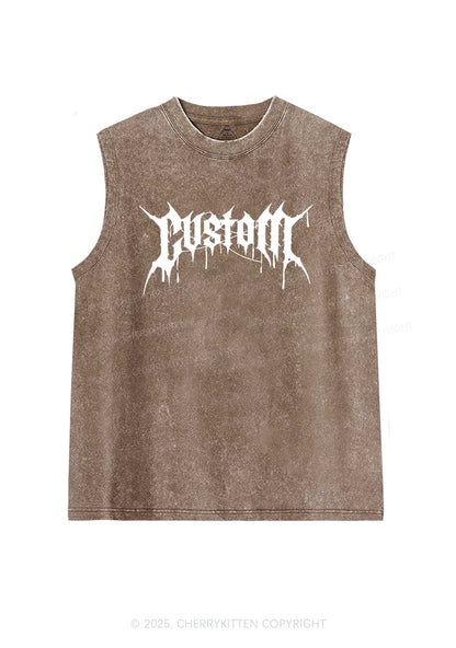 Custom Font Art Y2K Washed Muscle Tank Cherrykitten