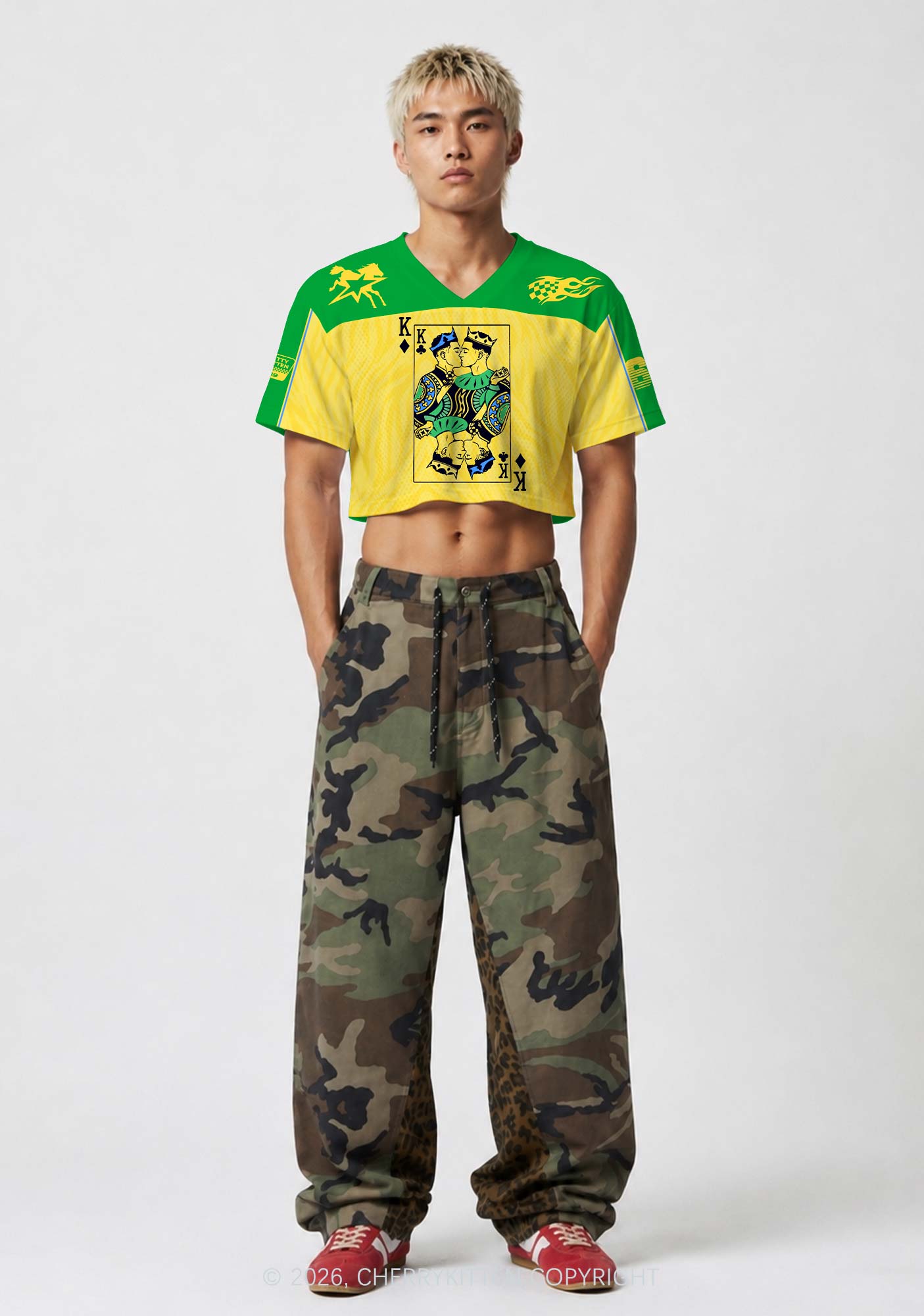 Yellow Gay King Pride Y2K Crop Sport Jersey Shirts Cherrykitten