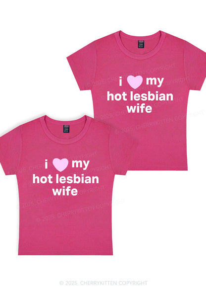 Love My Hot Lesbian Wife Y2K Valentine's Day Baby Tee Cherrykitten