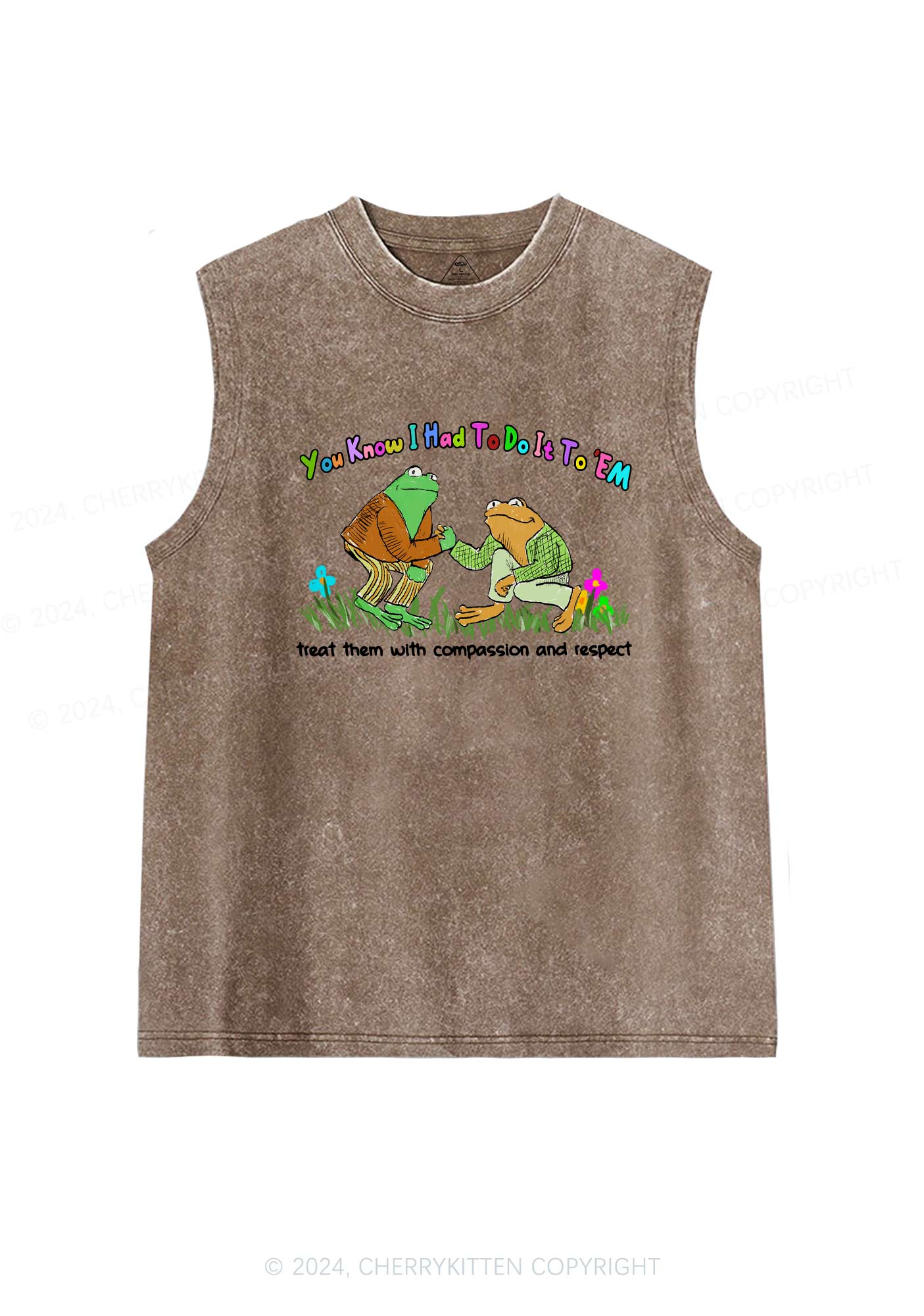 Treat Them With Compassion And Respect Y2K Washed Tank Cherrykitten