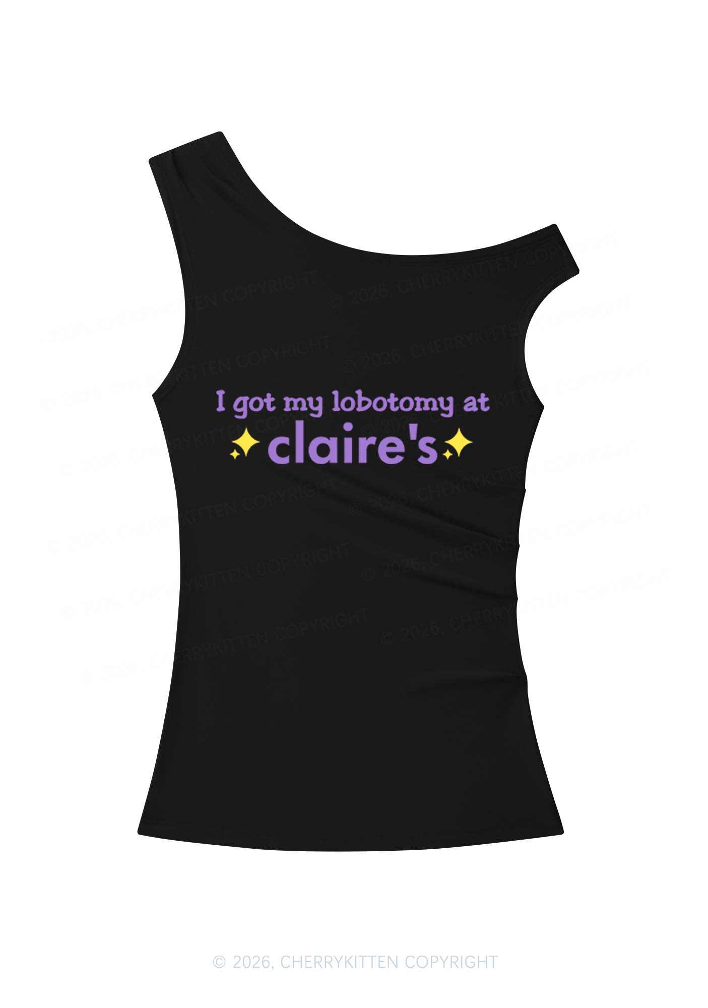 I Got My Lobotomy At Claires Y2K Off Shoulder Tank Top Cherrykitten