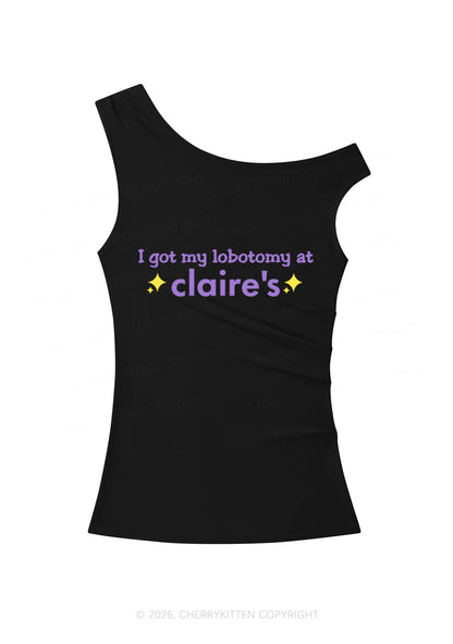 I Got My Lobotomy At Claires Y2K Off Shoulder Tank Top Cherrykitten