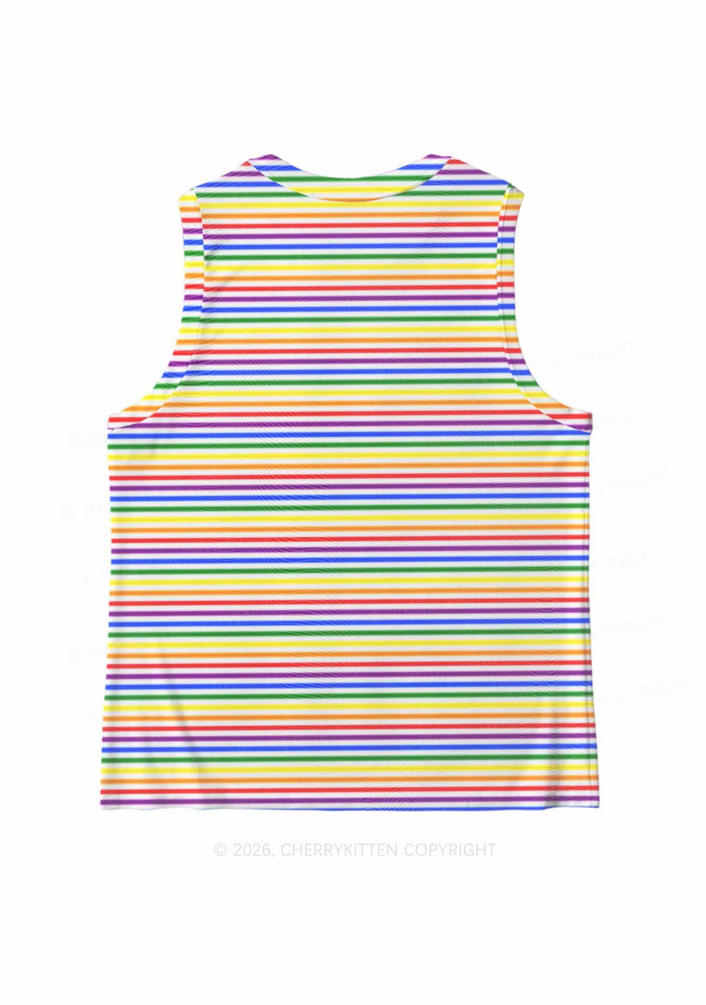 Rainbow Stripes Pride Y2K Mesh Muscle Tank Cherrykitten