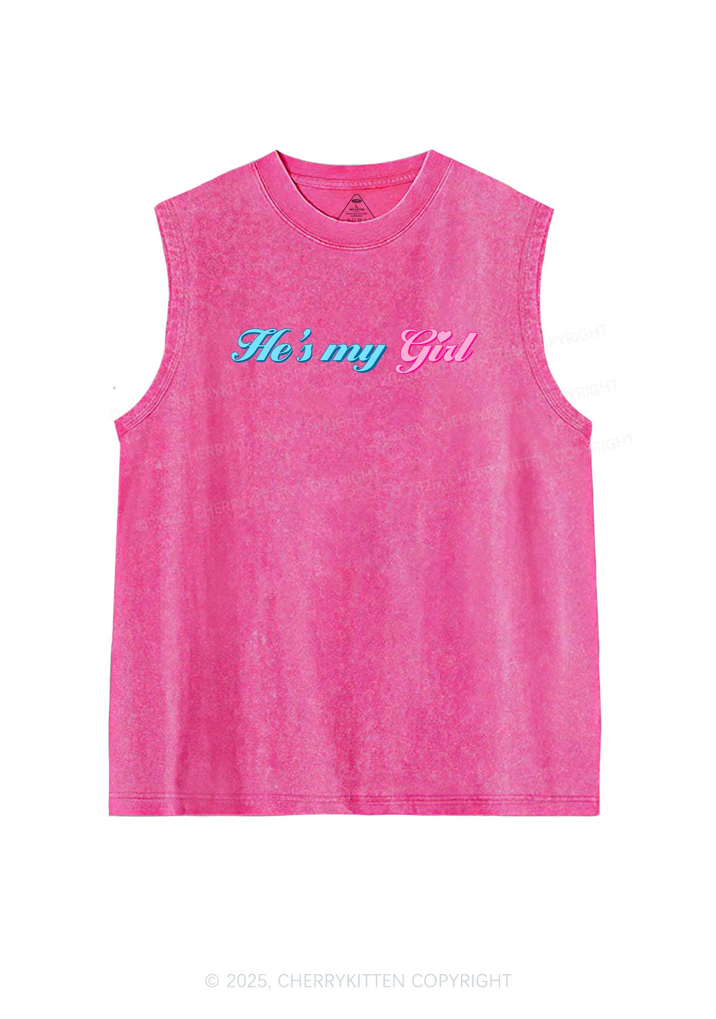 He Is My Girl Pride Y2K Washed Muscle Tank Cherrykitten