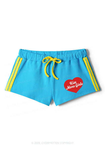 Kiss More Girls Pride Y2K Drawstring Mini Shorts Cherrykitten
