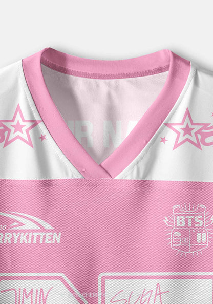 Custom Pink Korean Boys Y2K Crop Sport Jersey Shirts Cherrykitten