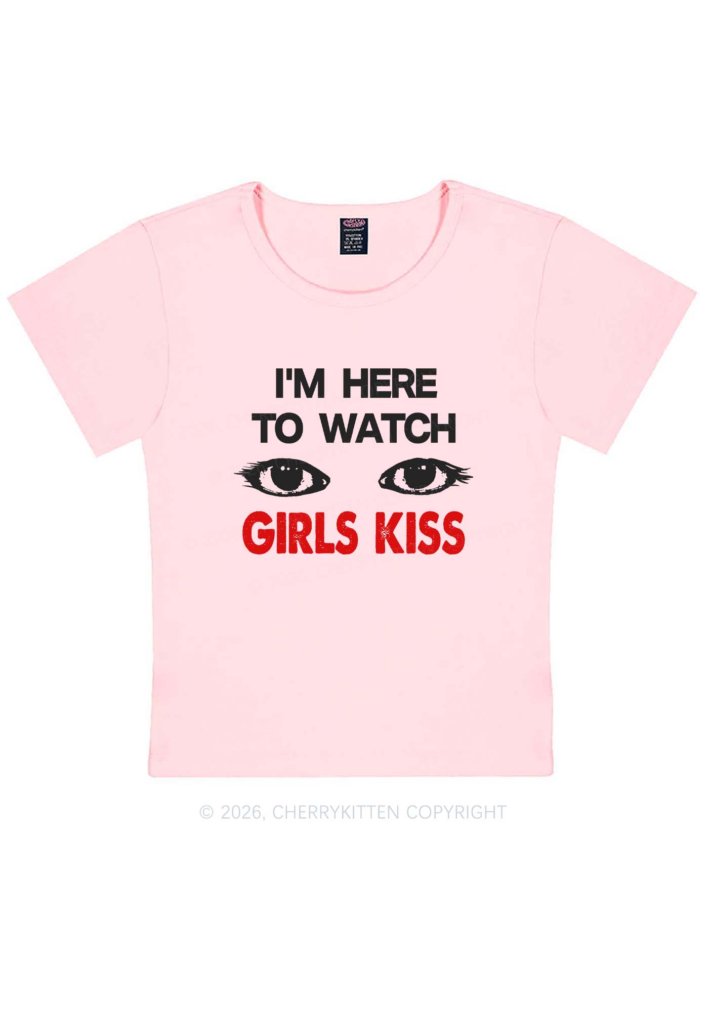 Im Here To Watch Girls Kiss Pride Y2K Baby Tee Cherrykitten