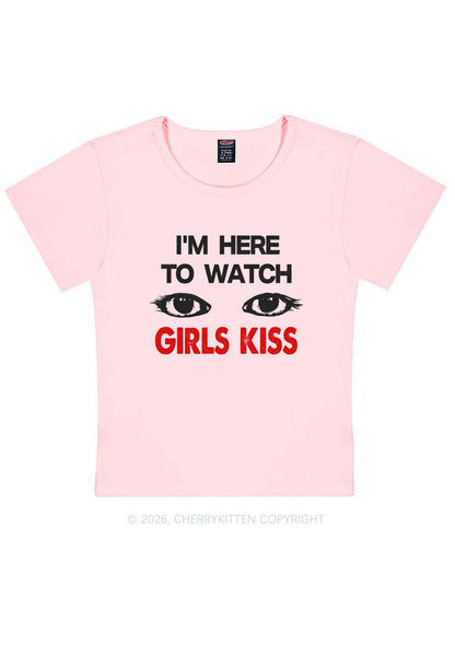 Im Here To Watch Girls Kiss Pride Y2K Baby Tee Cherrykitten