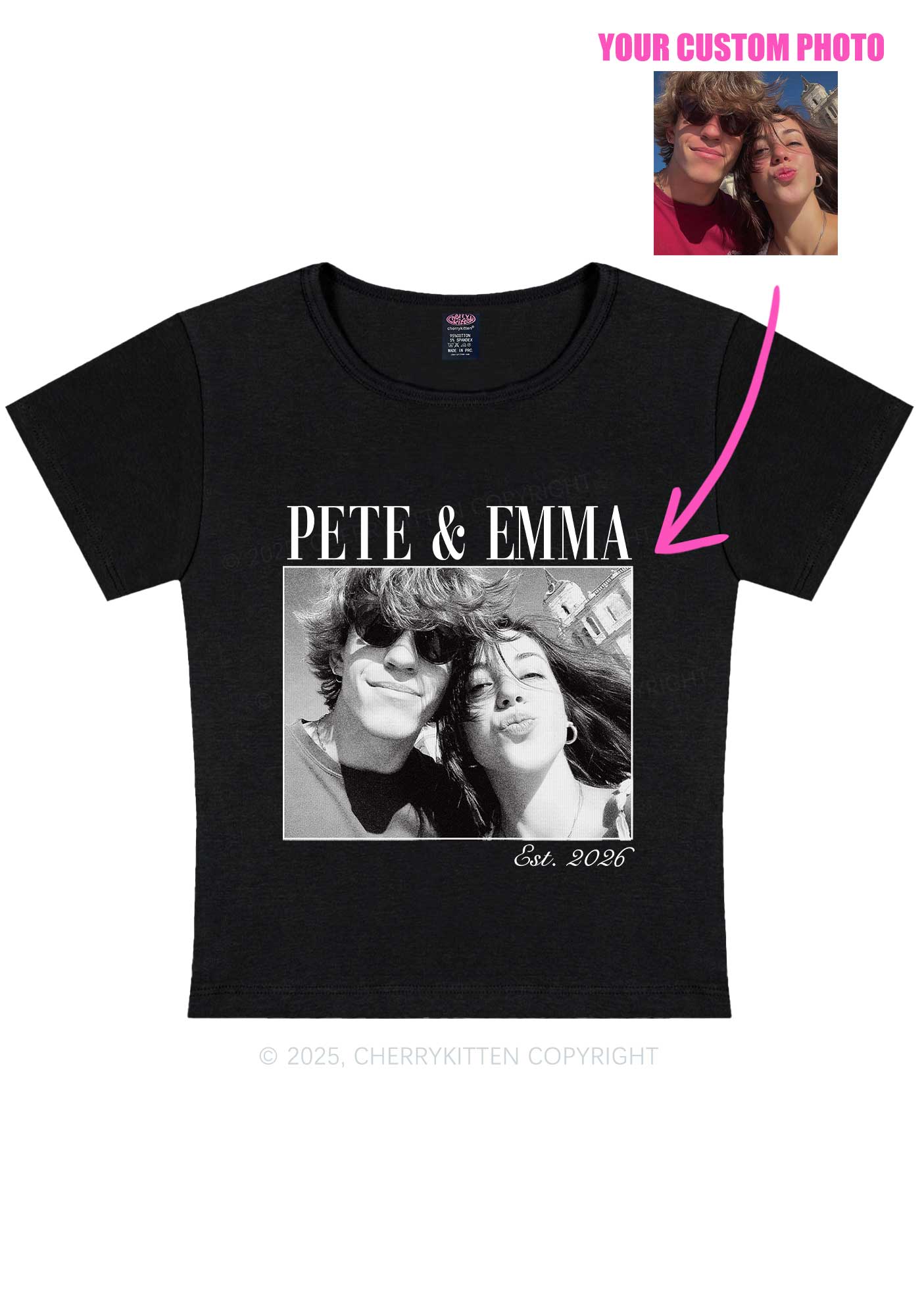Custom Lover Photo Y2K Baby Tee Cherrykitten