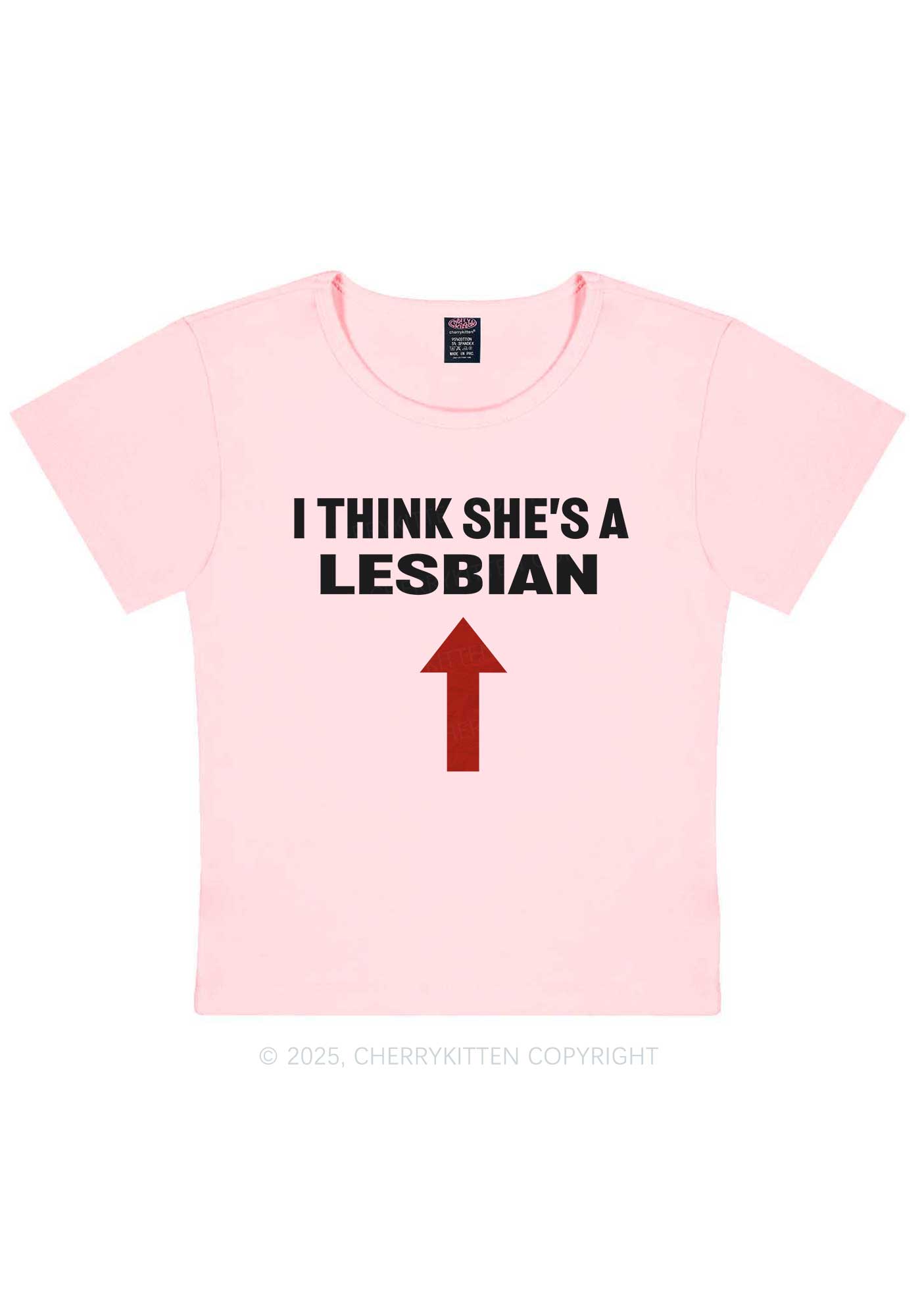 I Think She's A Lesbian Y2K Baby Tee Cherrykitten