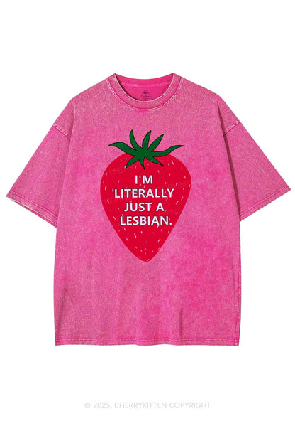 Lesbian Strawberry Pride Y2K Shirts Washed Tee Cherrykitten