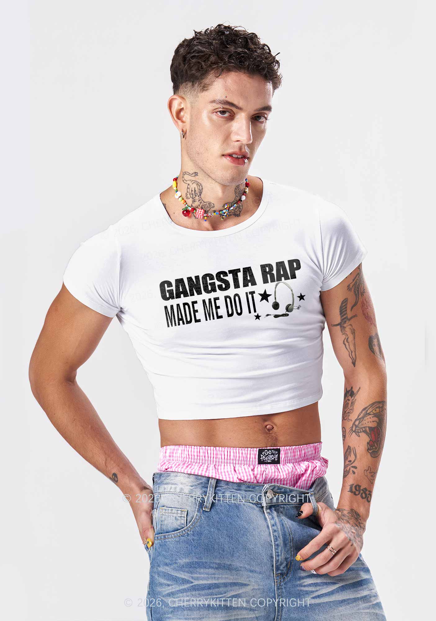 Gangsta Rap Made Me Do It Y2K Baby Tee Cherrykitten