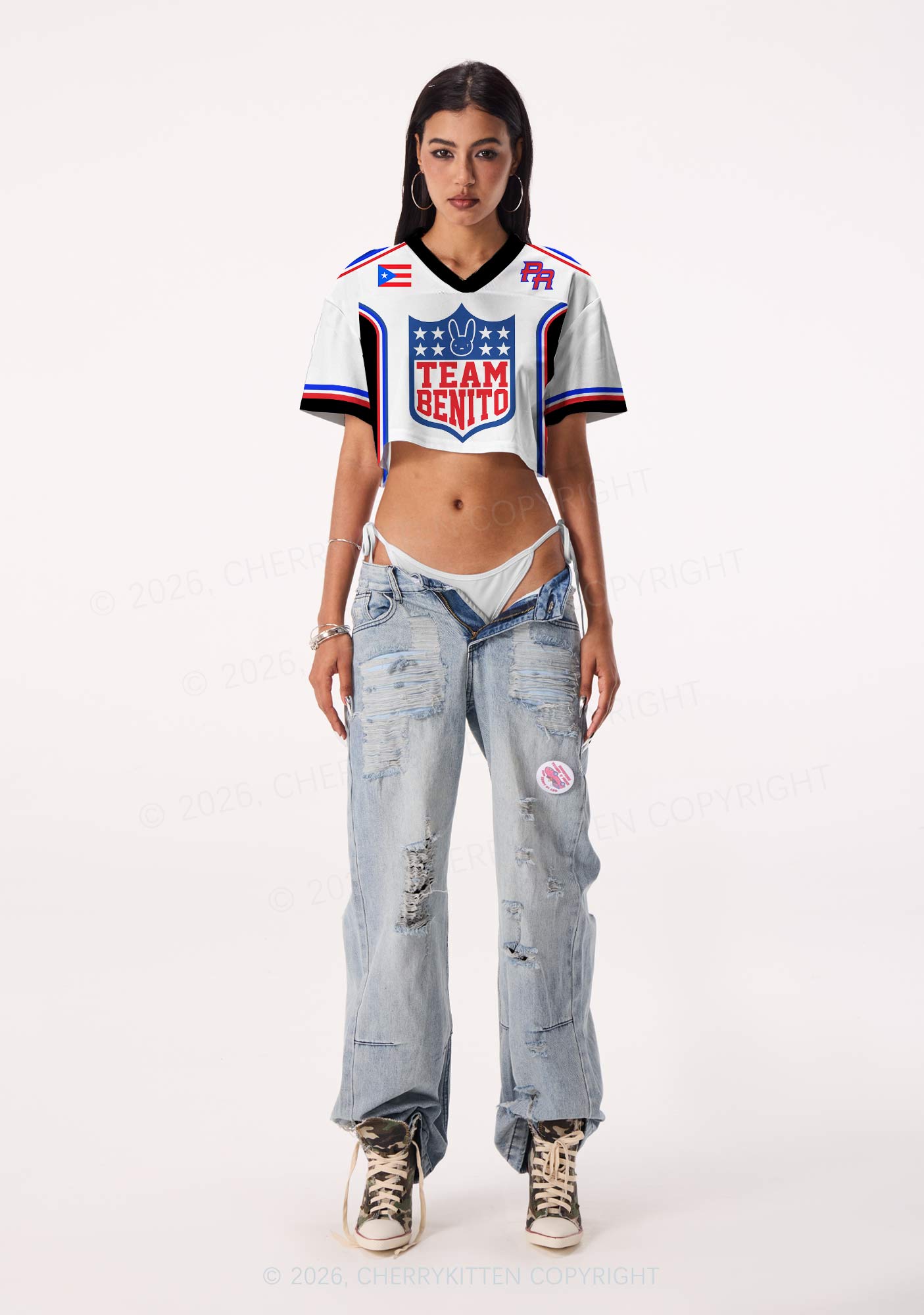 Cherrykitten Team Bunny Y2K Crop Sport Jersey Shirts Cherrykitten