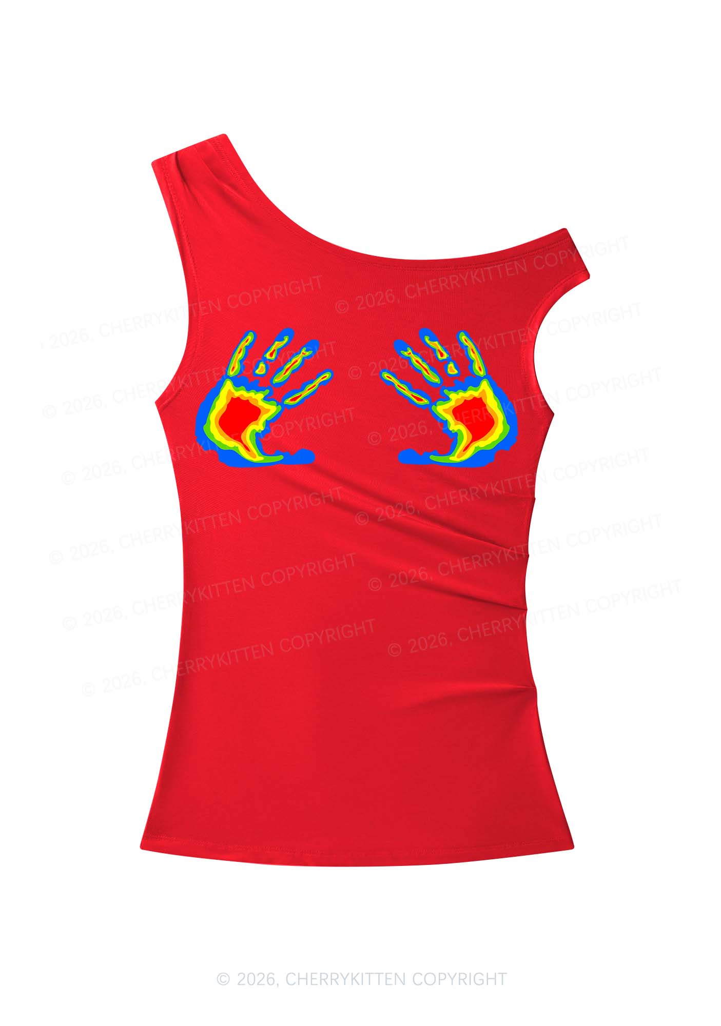 Thermal Hands Y2K Off Shoulder Tank Top Cherrykitten