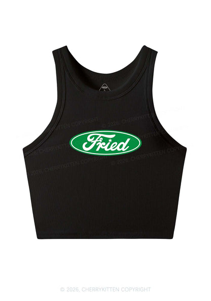 Green Fried Y2K Crop Tank Top Cherrykitten