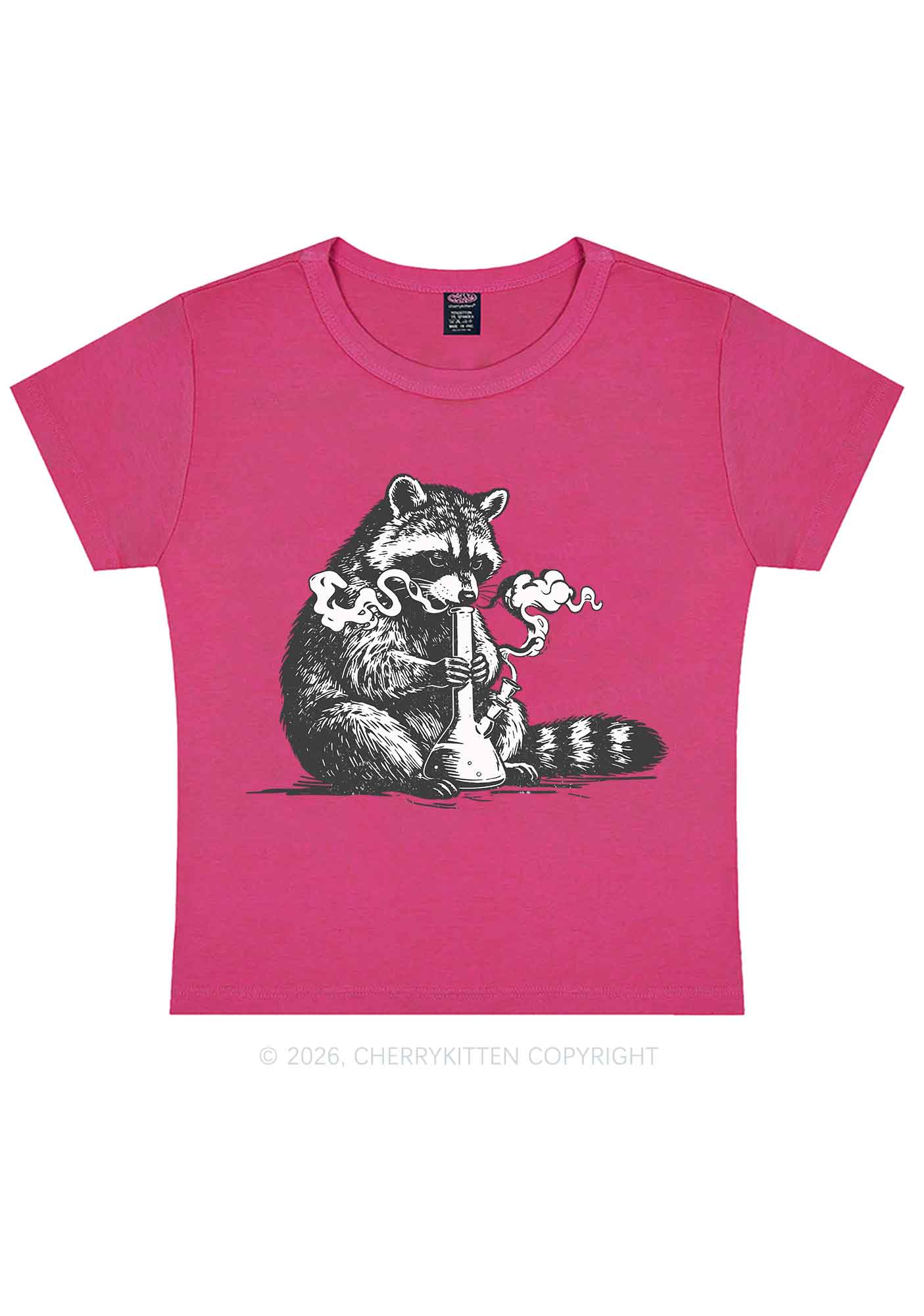 Stoned Raccoon Y2K Baby Tee Cherrykitten