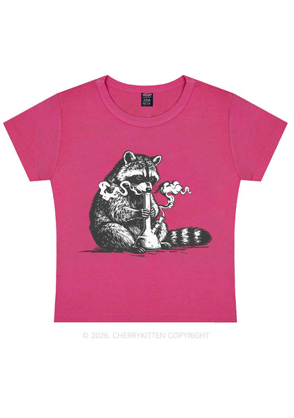Stoned Raccoon Y2K Baby Tee Cherrykitten