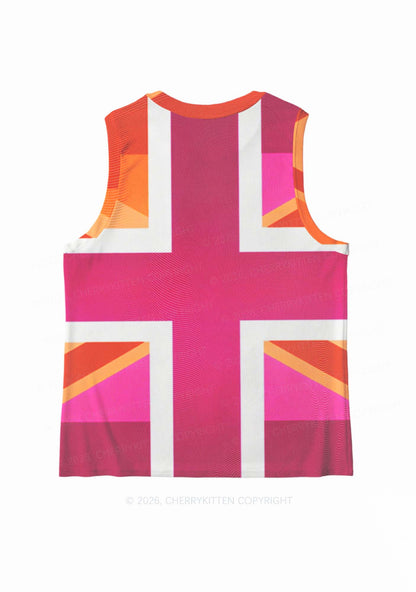 Lesbian Cross Flag Pride Y2K Mesh Muscle Tank Cherrykitten